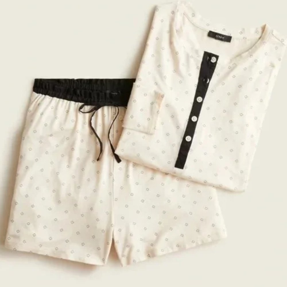 J.Crew Eco dreamiest henley short set in tiny diamonds